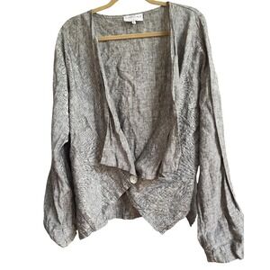 Eva Tralala Paris Grey‎ Linen Lagenlook Relaxed Lightweight Jacket Blazer Top 6